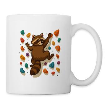 Kletternder Waschbär: Kunstvolles Bouldern - Tasse - Weiß - Rechts