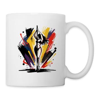 Pole Dance Kunst: Abstrakte Bunte Tänzerin - Tasse - Weiß - Rechts