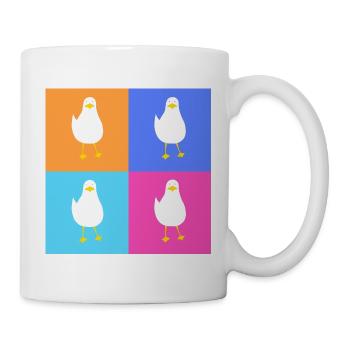 MeinsMeinsMeins - buntes Möwen Pop up - Tasse - Weiß - Rechts