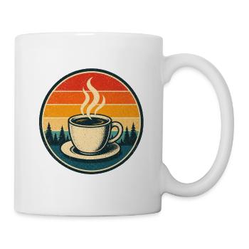 Coffee Retro Badge Vintage-Stil Grafik - Tasse - Weiß - Rechts