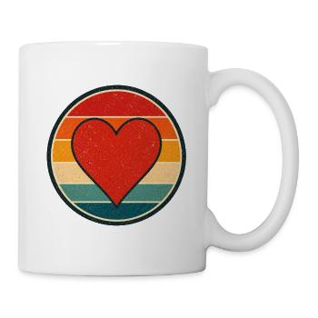 Heart Retro Badge Vintage-Stil Grafik - Tasse - Weiß - Rechts