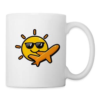 Funny Holiday T-Shirt with Airplane & Sun - Mug - white - Right