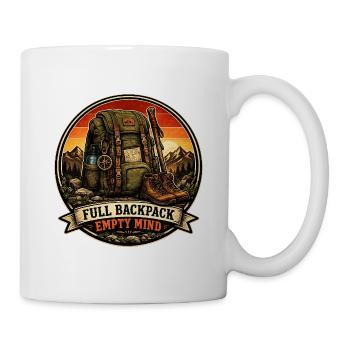 Full Backpack, Empty Mind, Hiking Shirt and gift - Mug - white - Right
