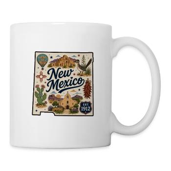 New Mexico Land of Enchantment Vintage-Aufkleber - Tasse - Weiß - Rechts