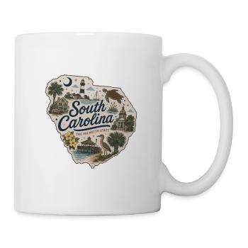 South Carolina Palmetto State Vintage-Aufkleber - Tasse - Weiß - Rechts