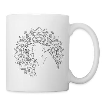 Bruellende Loewin im Mandala zum ausmalen - Tasse - Weiß - Rechts