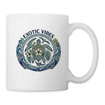 Exotische Vibes 🐢 Sammlung Textil Tatau - Tasse - Weiß - Rechts