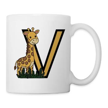 Girafe dans la jungle avec un grand V - Mug blanc - blanc - Droite