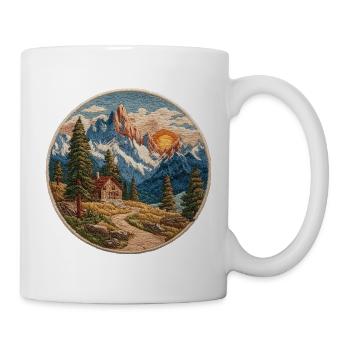 Berglandschaft Patch mit Hütte - Tasse - Weiß - Rechts