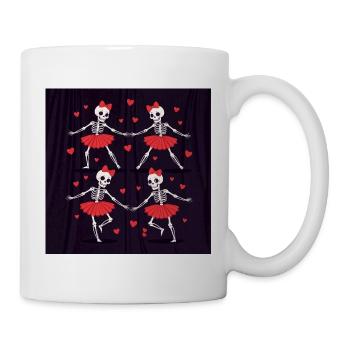Skeletttänze mit roten Röcken - Tasse - Weiß - Rechts