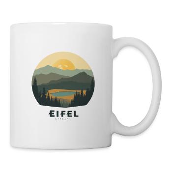 Eifel Maar | Vintage Nature Travel Poster - Tasse - Weiß - Rechts