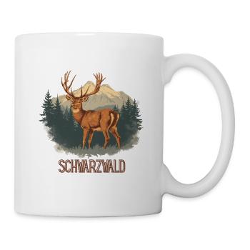 Schwarzwald Hirsch | Vintage Wildlife Design - Tasse - Weiß - Rechts