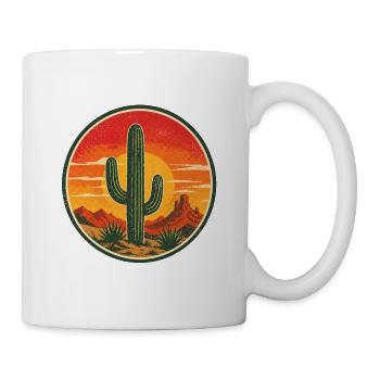 Cactus Retro Badge Vintage-Stil Grafik - Tasse - Weiß - Rechts