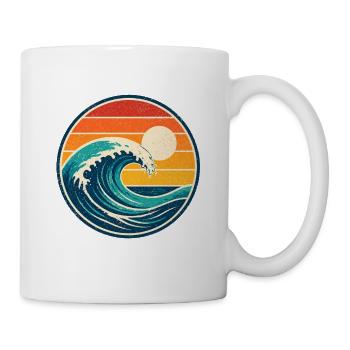 Wave Retro Badge Vintage-Stil Grafik - Tasse - Weiß - Rechts