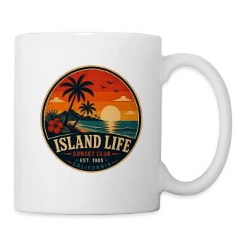 Island Life Retro-Abzeichen Vintage-Küstengrafik - Tasse - Weiß - Rechts