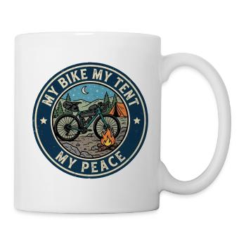 Mein Fahrrad Mein Zelt Mein Frieden Bikepacking - Tasse - Weiß - Rechts