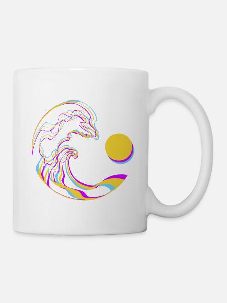 Neon Wellen - Tasse - Weiß