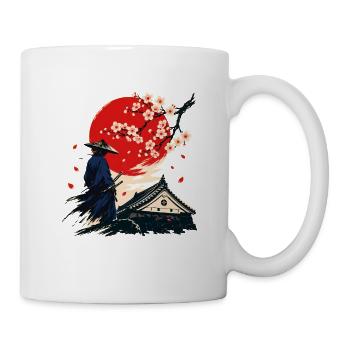 Samurai under cherry blossoms - Mug - white - Right