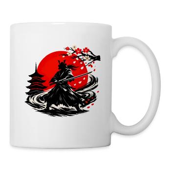 Samurai im Sturm der Kirschblüten - Tasse - Weiß - Rechts