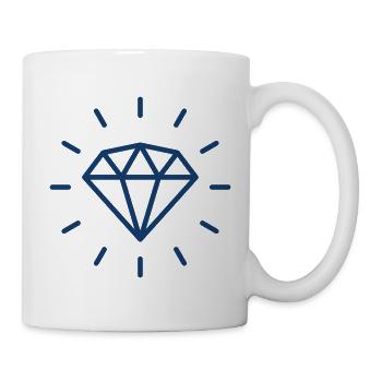 Blauer Diamant-Edelstein-Icon Symbol-Illustrationsdesign - Tasse - Weiß - Rechts