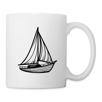 Minimalistisches klassisches Segelboot - Tasse - Weiß - Rechts