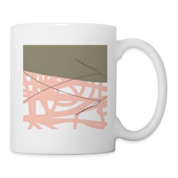 Rosé Netz auf Olivgrund - Tasse - Weiß - Rechts