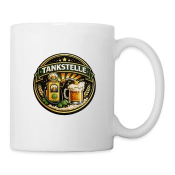 Tankstelle Bier Vintage Badge - Tasse - Weiß - Rechts