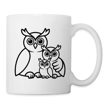 Eulenfamilie - Tasse - Weiß - Rechts