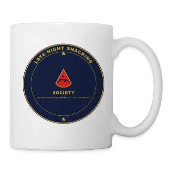 Nacht Snack Gesellschaft Emblem - Tasse - Weiß - Rechts