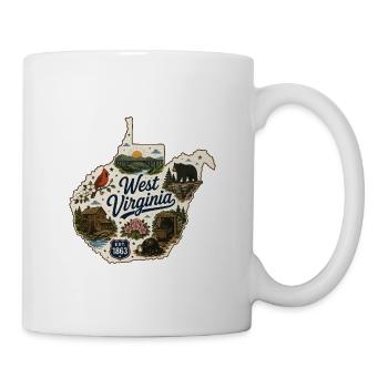West Virginia Mountain State Vintage-Aufkleber - Tasse - Weiß - Rechts