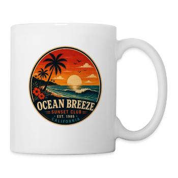 Ocean Breeze Retro Badge Vintage Coastal Graphic - Mug - white - Right