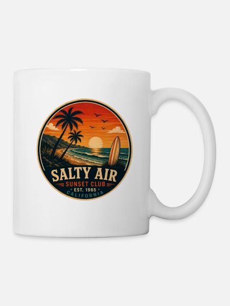 Salty Air Vintage-Küstengrafik - Tasse - Weiß