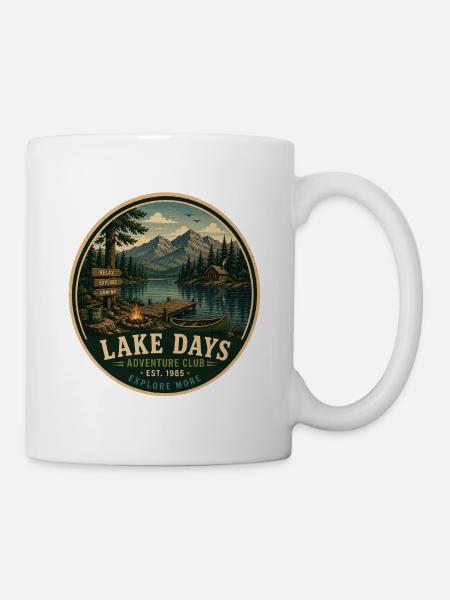Lake Days Vintage Adventure Graphic - Mug - white