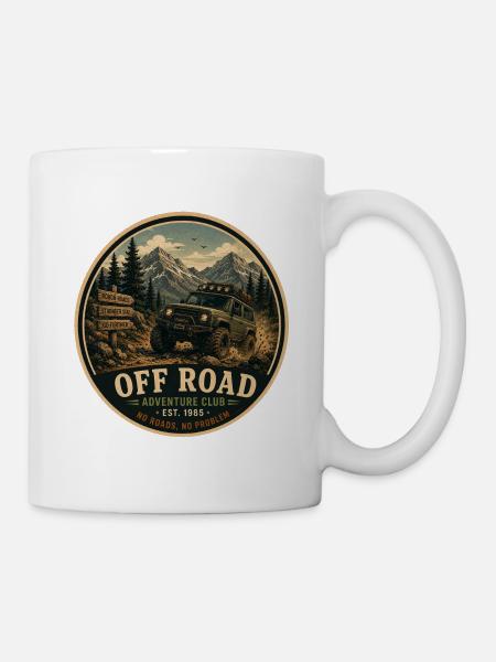 Offroad-Vintage-Abenteuergrafik - Tasse - Weiß