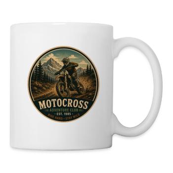Motocross Vintage Adventure Grafik - Tasse - Weiß - Rechts