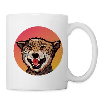 Farbenfrohes Leopard Design im Retro Look - Tasse - Weiß - Rechts