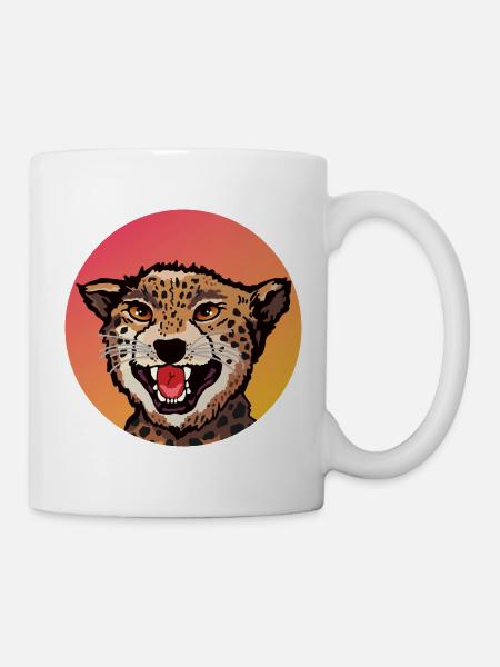 Farbenfrohes Leopard Design im Retro Look - Tasse - Weiß