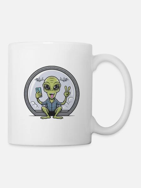 Alien Selfie With Fighter Jets - Mug - white