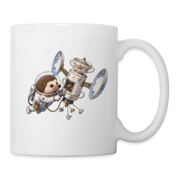 Igel Astronaut repariert Teetassen Satellit im All - Tasse - Weiß - Rechts