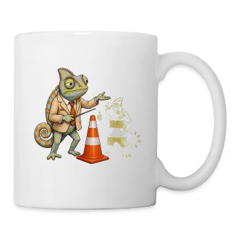Chamäleon Fahrlehrer übt sicher mit Verkehrskegel - Tasse - Weiß - Rechts
