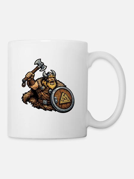 Wikinger-Krieger mit Schild - Tasse - Weiß