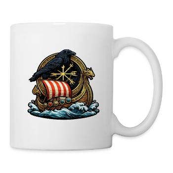 Rabenruder Viking-Schiff Emblem - Tasse - Weiß - Rechts