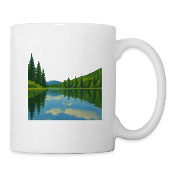 Reflets de forêt sur lac paisible - Mug blanc - blanc - Droite