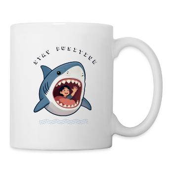 Shark Smile Bleib positiv - Tasse - Weiß - Rechts