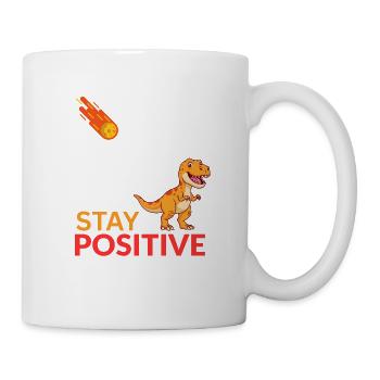Dino-Meteor Bleib positiv - Tasse - Weiß - Rechts
