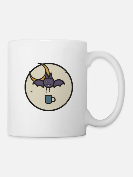 Night Flyer Bat with Tea Cup - Mug - white