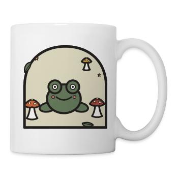 Frog among mushrooms cartoon - Mug - white - Right
