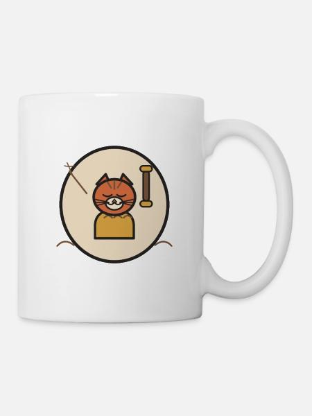 Sleeping Cat Circle Badge - Mug - white