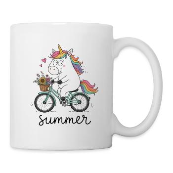 Einhorn auf dem Fahrrad - Tasse - Weiß - Rechts