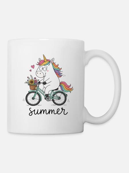 Einhorn auf dem Fahrrad - Tasse - Weiß